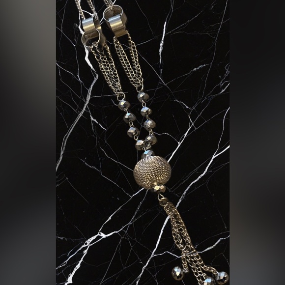 Art Deco inspired Silver Necklace with Tassel - Picture 8 of 16